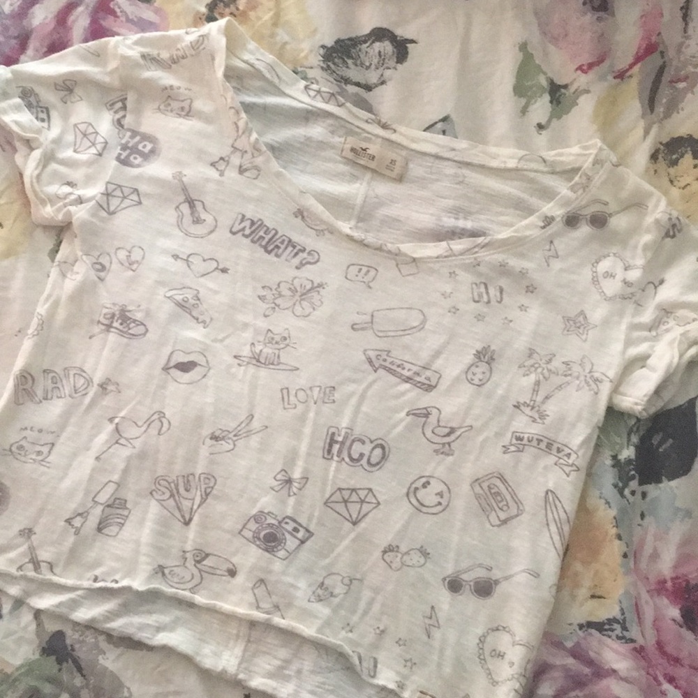 White Hollister Symbols Graphic Tee